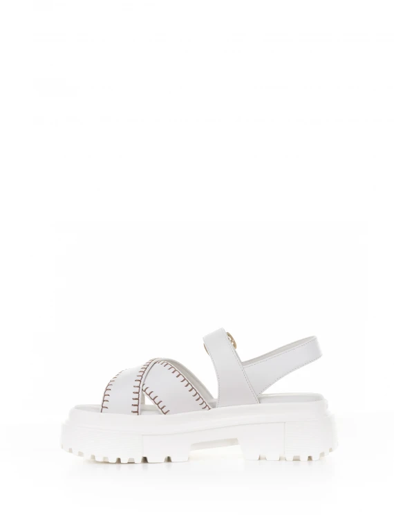 H644 ivory leather sandal