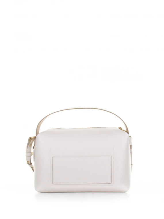 White hammered leather shoulder bag