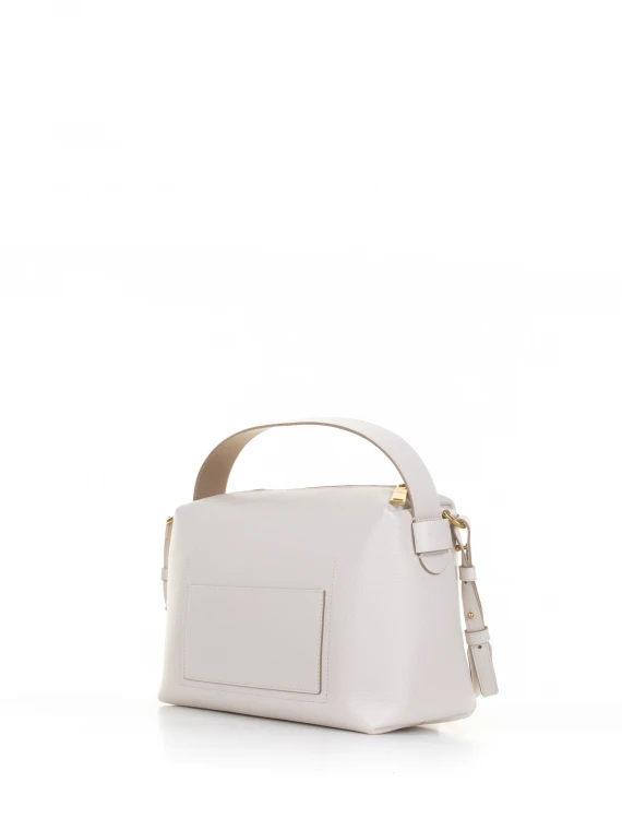 White hammered leather shoulder bag