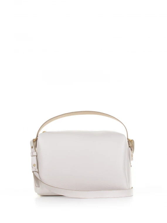 White hammered leather shoulder bag