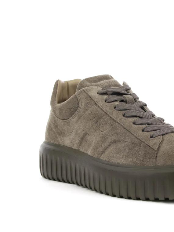 Sneaker H-Stripes palude in suede