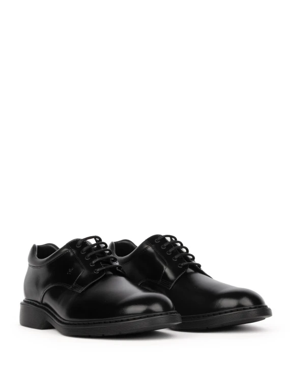 Derby H576 nero in pelle liscia