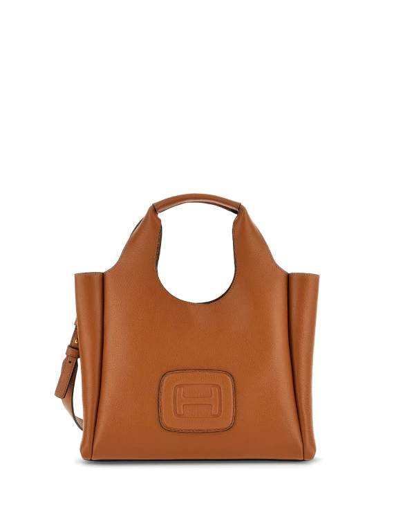 Shopping bag piccola H-Bag in pelle martellata