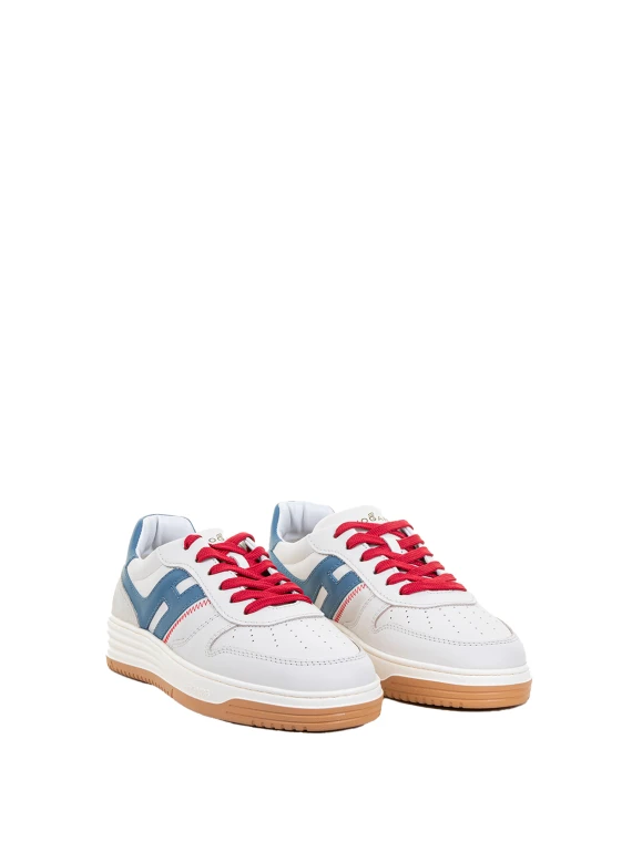 Sneaker H630 men in light blue and orange leather
