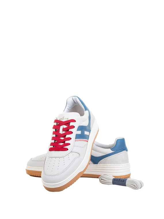 Sneaker H630 men in light blue and orange leather