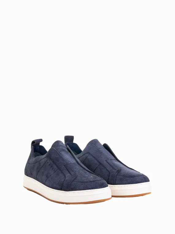 H-TV Men's Navy Blue Suede Sneaker