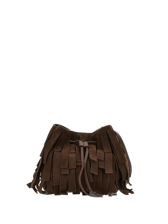 Secchiello Hocket Mini in suede lavorazione a frangia