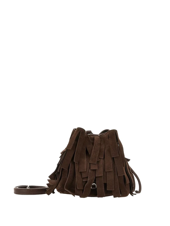 Secchiello Hocket Mini in suede lavorazione a frangia