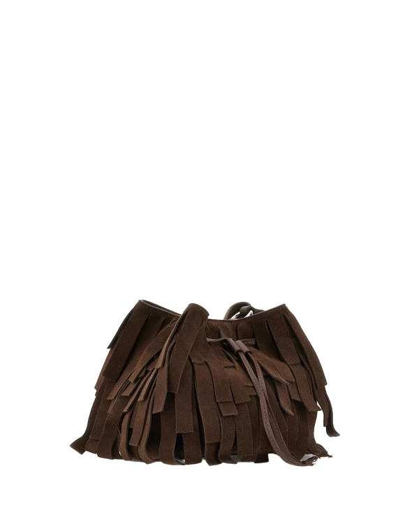 Secchiello Hocket Mini in suede lavorazione a frangia