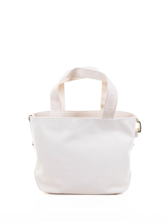 Borsa a sacca in tessuto jeans bianco