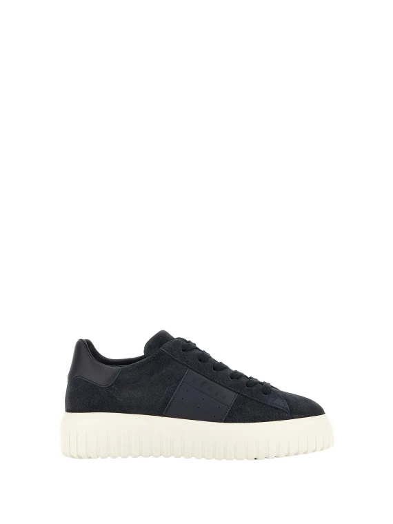 Sneakers in pelle liscia nera