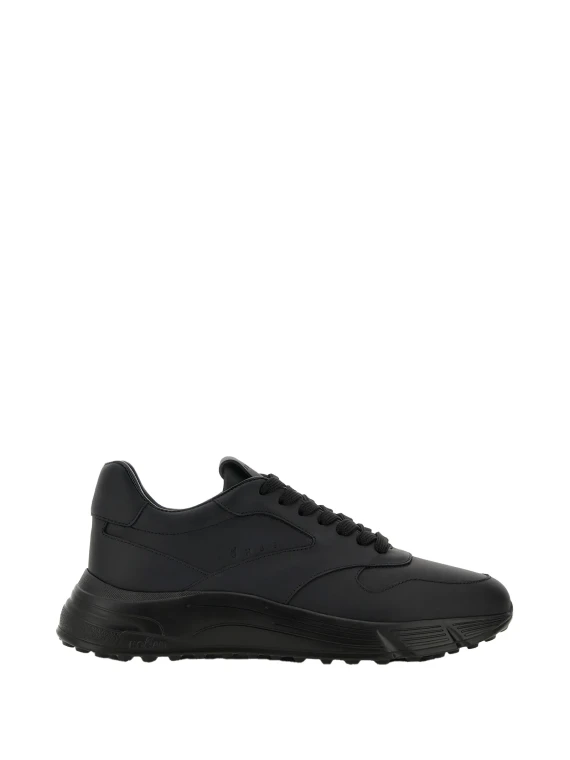 Sneakers in pelle liscia nera