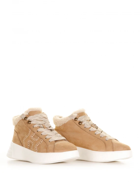 Sneaker Rebel in suede con ecopelliccia