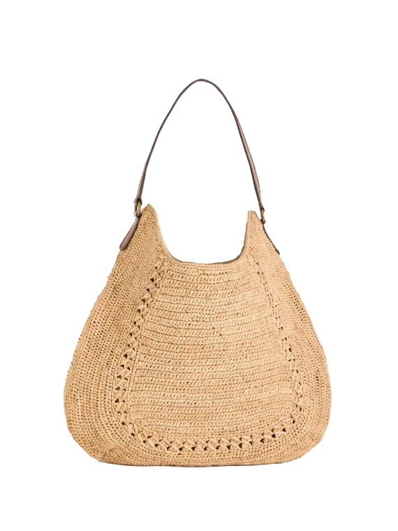 Medium Shoulder Bag in Natural Raffia
