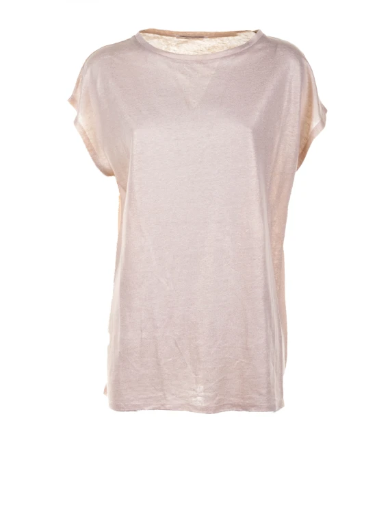 T-shirt donna rosa in lino