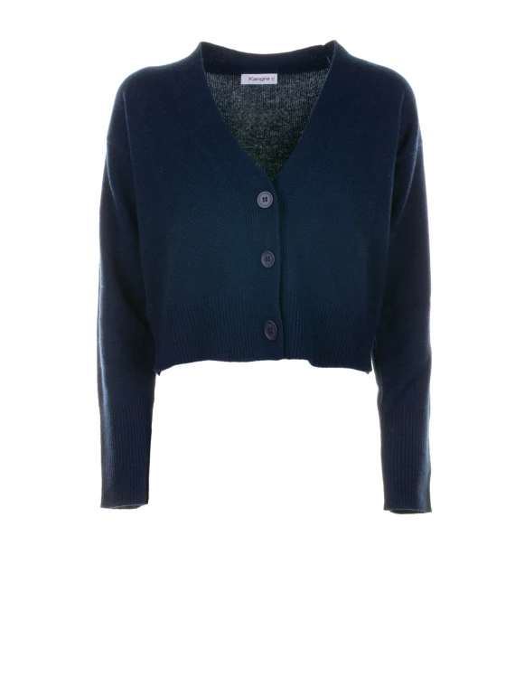 Cardigan blu con bottoni