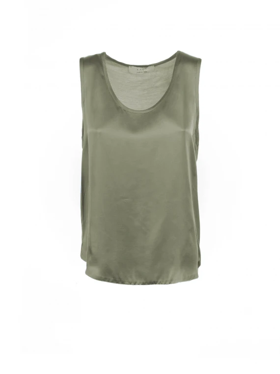 Military green crew neck top