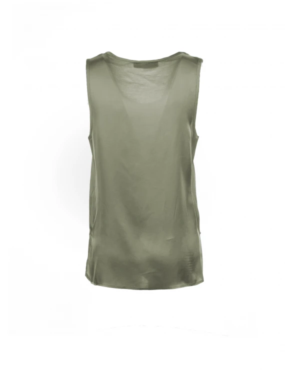 Military green crew neck top