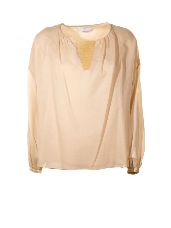 Blusa a maniche lunghe e scollo a V