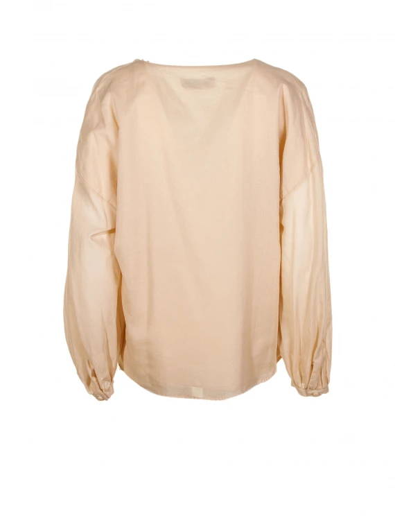 Long-sleeved V-neck blouse