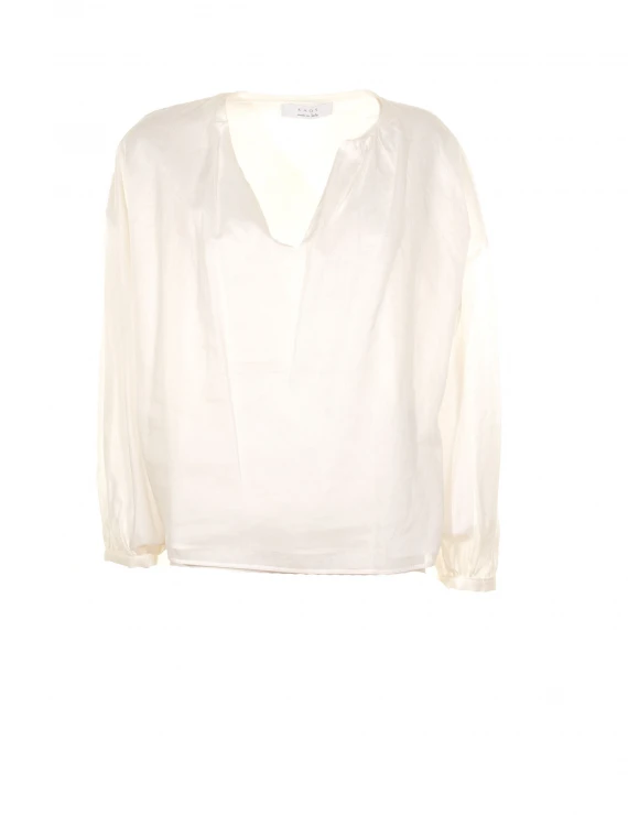 Long-sleeved V-neck blouse