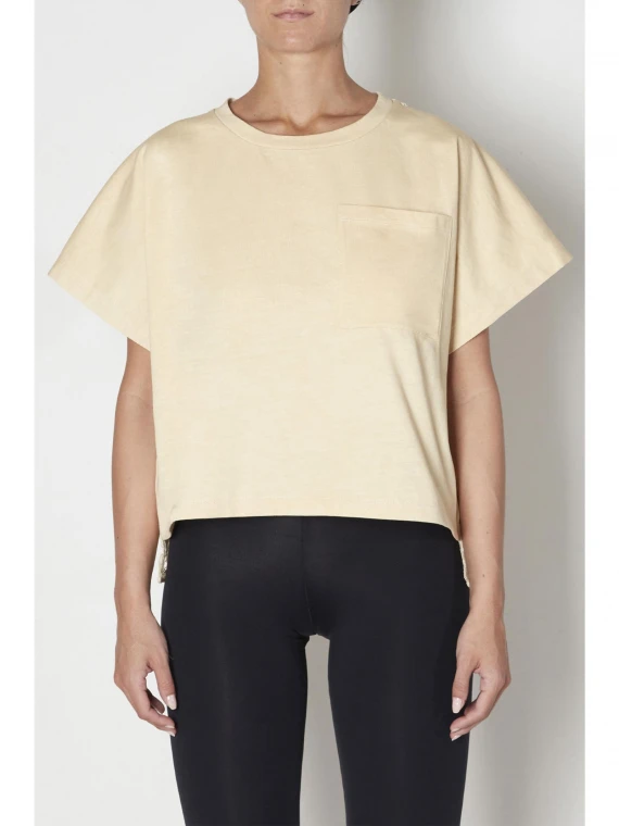 Cream cut-out T-shirt