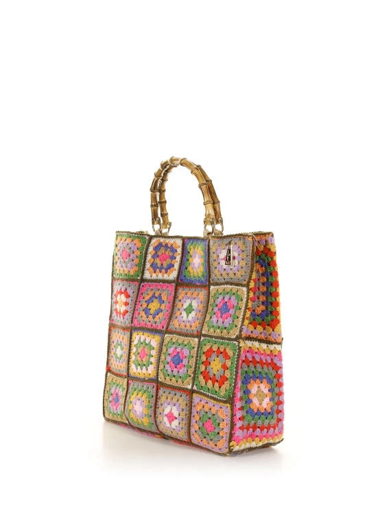 Shopping bag in crochet e manici in bamboo