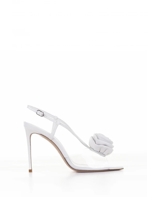 Décolleté slingback in nappa con fiore