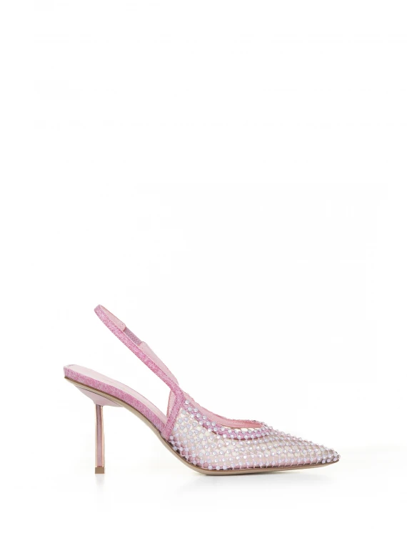 Gilda jewel fishnet slingback pump