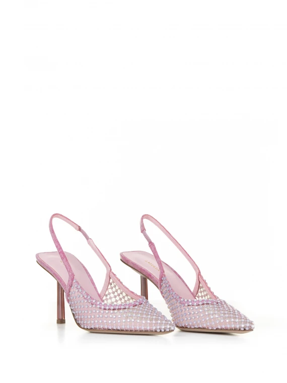 Gilda jewel fishnet slingback pump