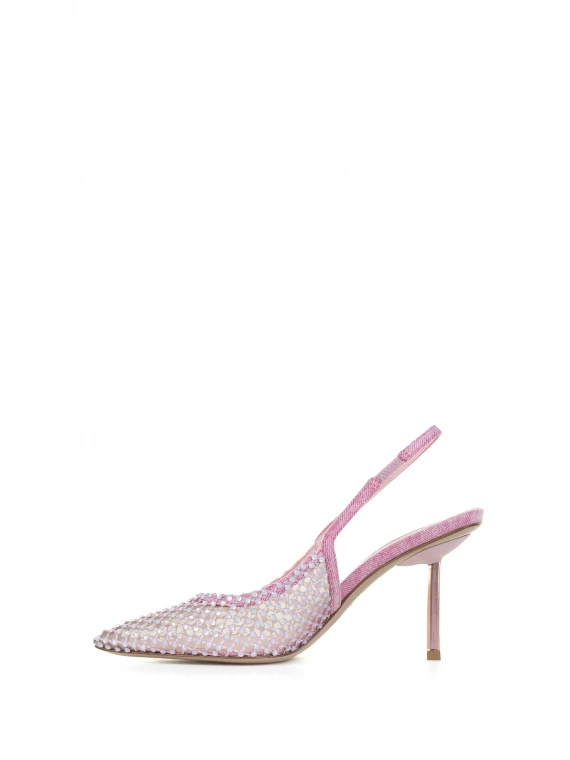 Gilda jewel fishnet slingback pump