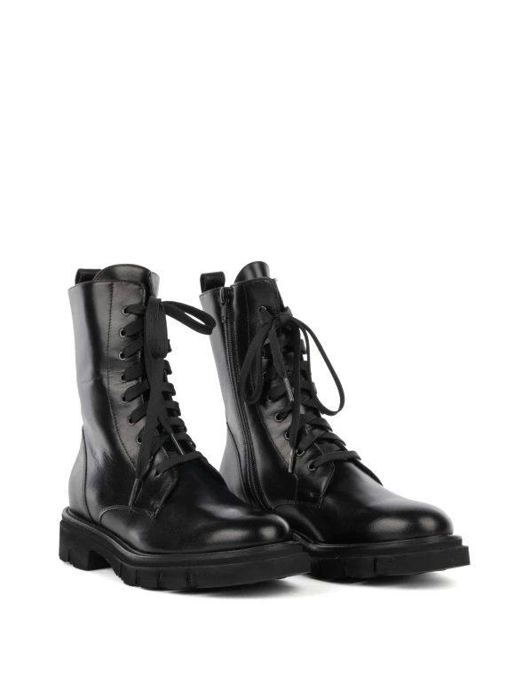 Black nappa biker with laces