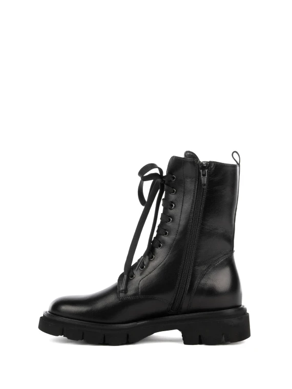 Black nappa biker with laces