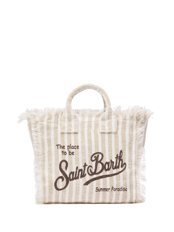 Borsa Mini Vanity in lino a righe