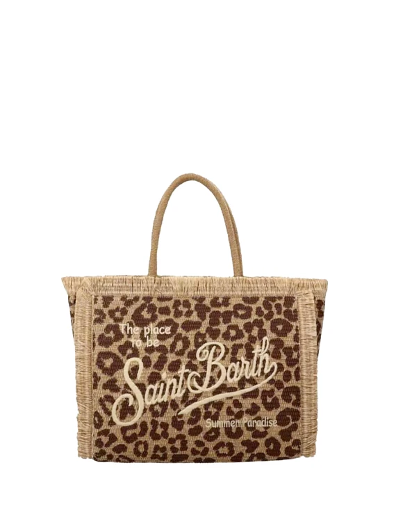 Shopping bag Colette leopardata in tela di lino