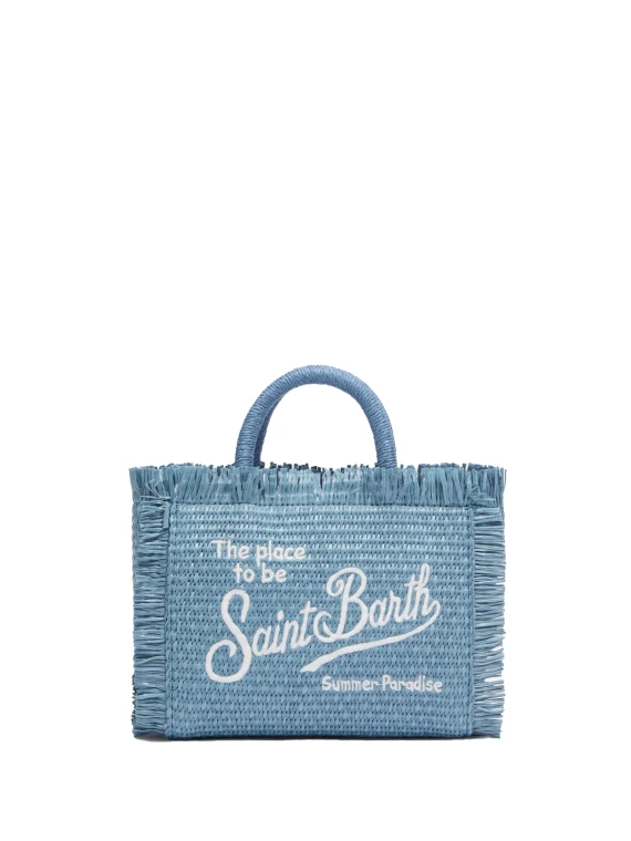 Mini Vanity Denim Straw Bag