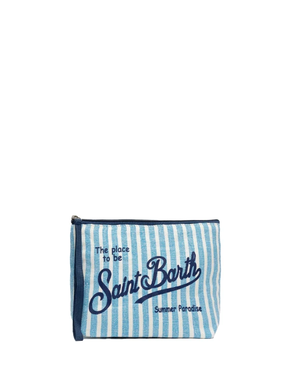 Aline Striped Linen Clutch