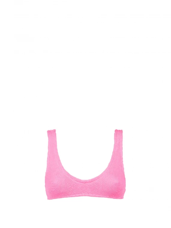 Costume bralette crinkle rosa fluo