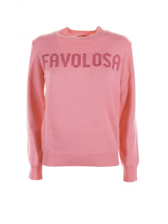 Maglia girocollo "favolosa" con strass