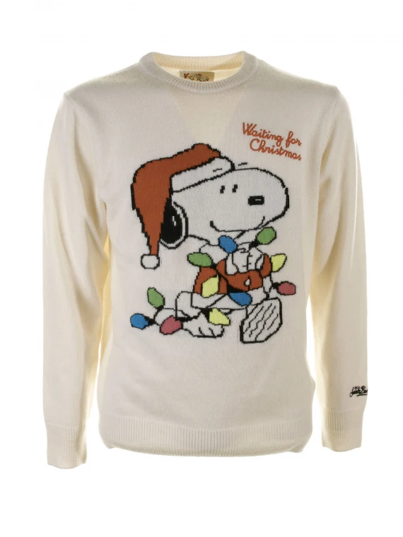 Maglia girocollo bianca Snoopy