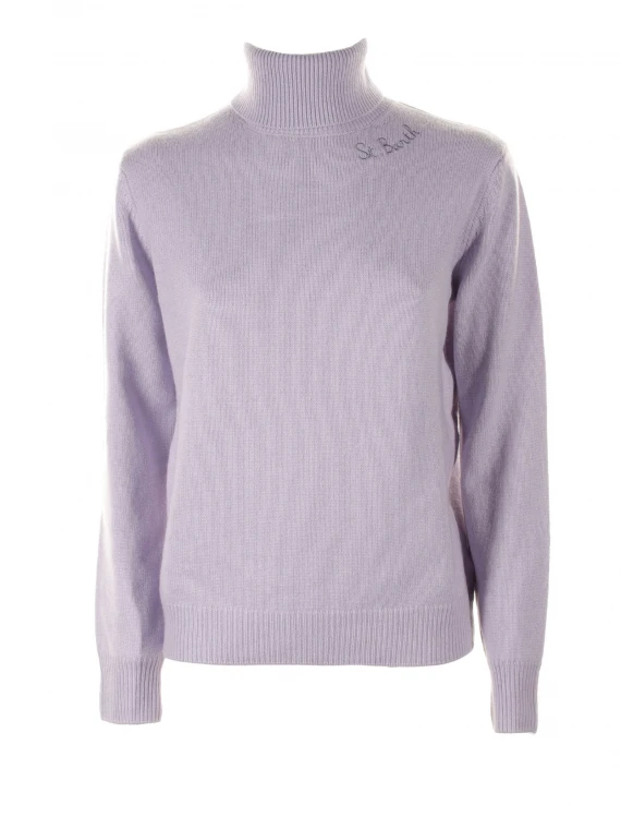 Lilac turtleneck with logo