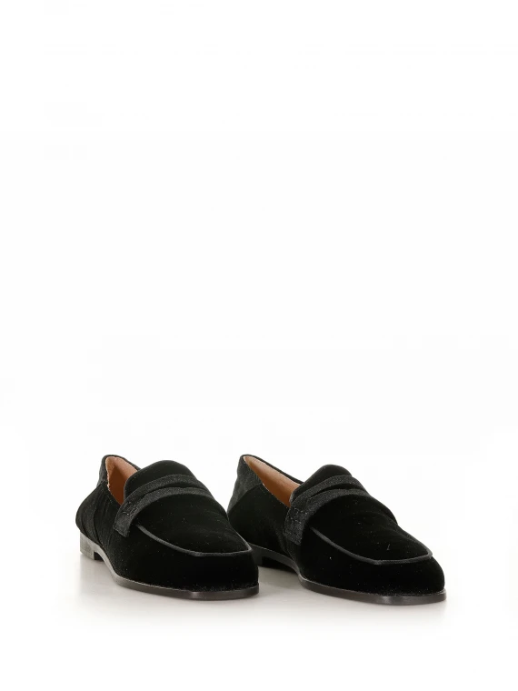 Black velvet loafer