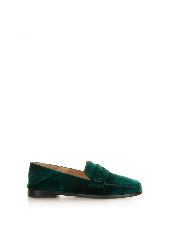 Green velvet loafer