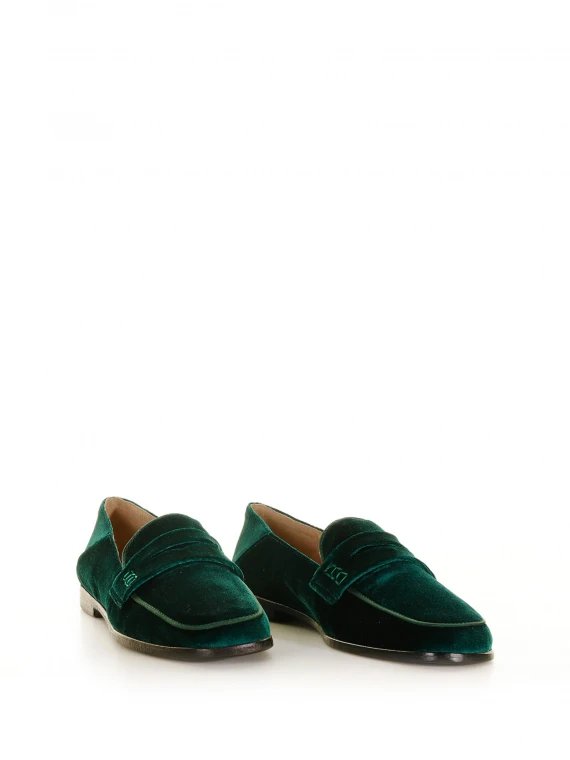 Green velvet loafer