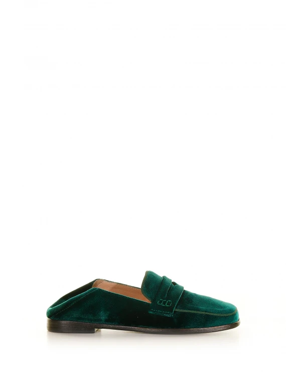 Green velvet loafer