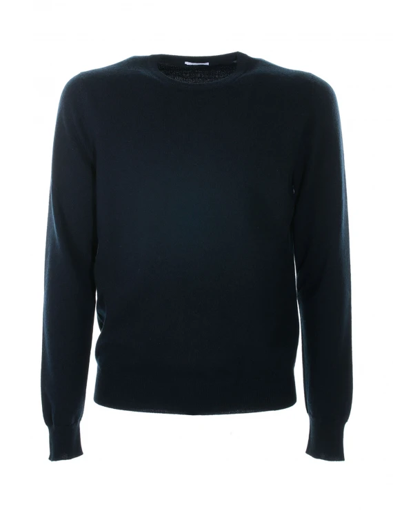 Blue crew neck sweater in wool