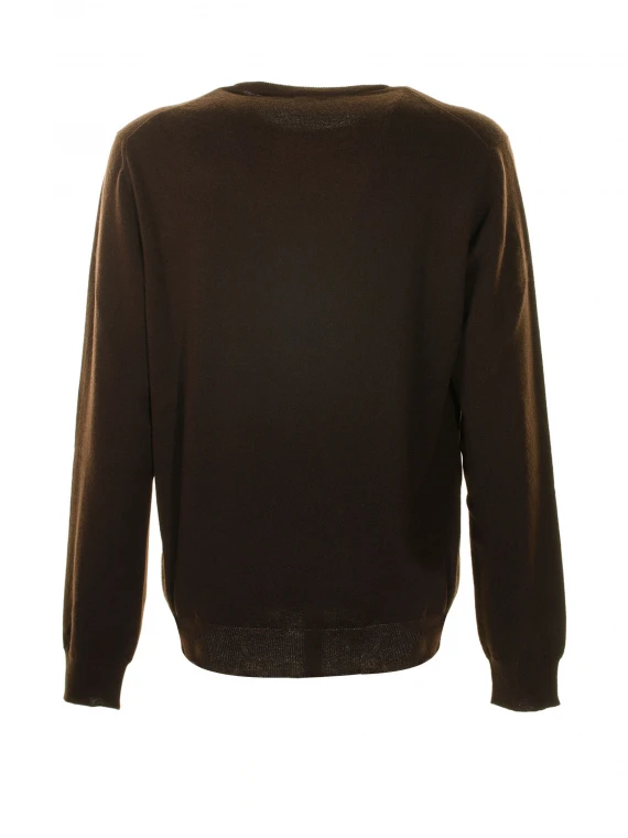 Brown crew neck sweater in wool