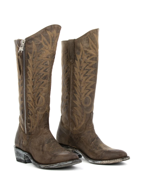 Razz Chocolate Texan Boot with Round Toe