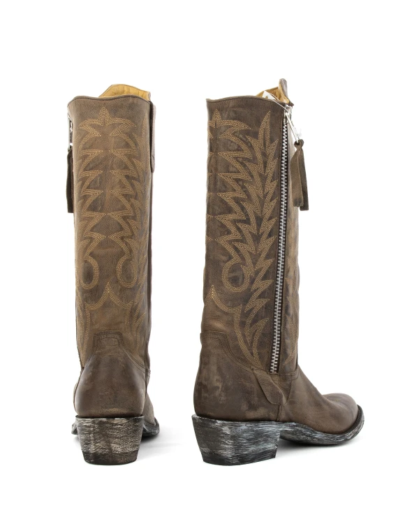 Razz Chocolate Texan Boot with Round Toe