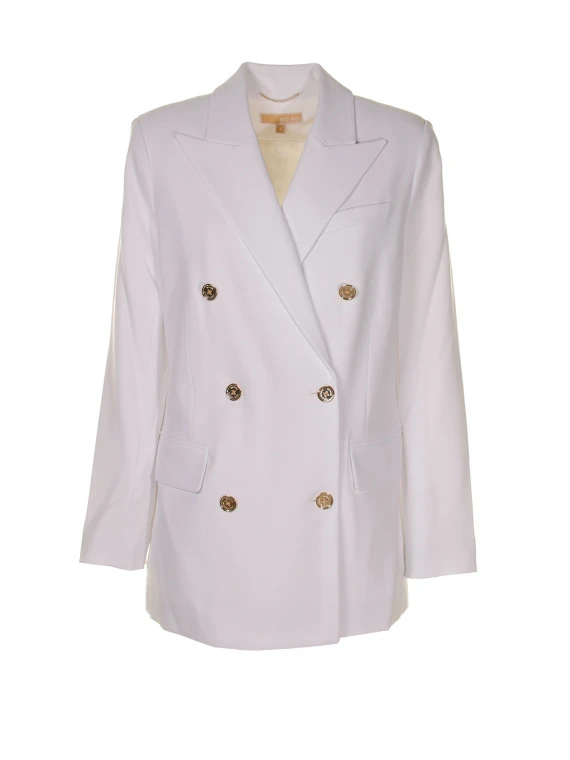 White double-breasted crepe blazer